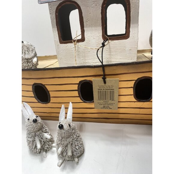 Noah’s Ark Tin boat Ark with Animals and ladder Decoration Brand New - Picture 6 of 15